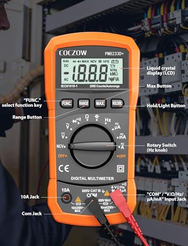 Digital Multimeter mit automatischer Bereichswahl, Multifunktionstester, der AC/DC Voltage, AC/DC...