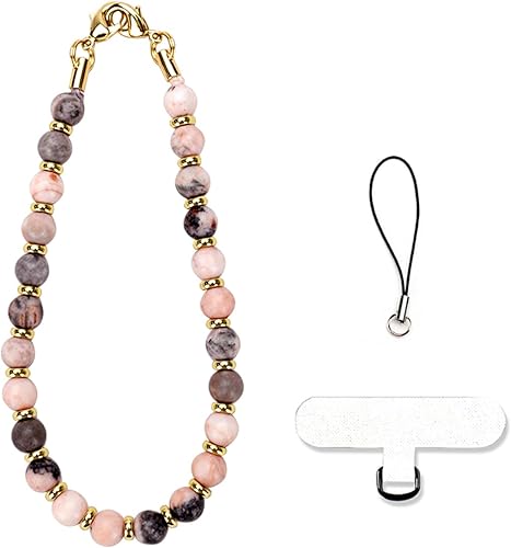 VICHUNHO Correa de muñeca de teléfono con cuentas de mármol, cordón desmontable para teléfono celular con lengüeta de sujeción, pulsera manos