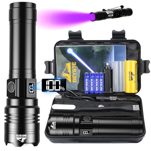 BEYSTE Lampe Torche LED Ultra Puissante, 1000000 Lumens Lampe De Poche, Lampe Torches Rechargeable USB, Lampe De Poche LED Ultra Puissante, Lampe Torche Tactique Longue...