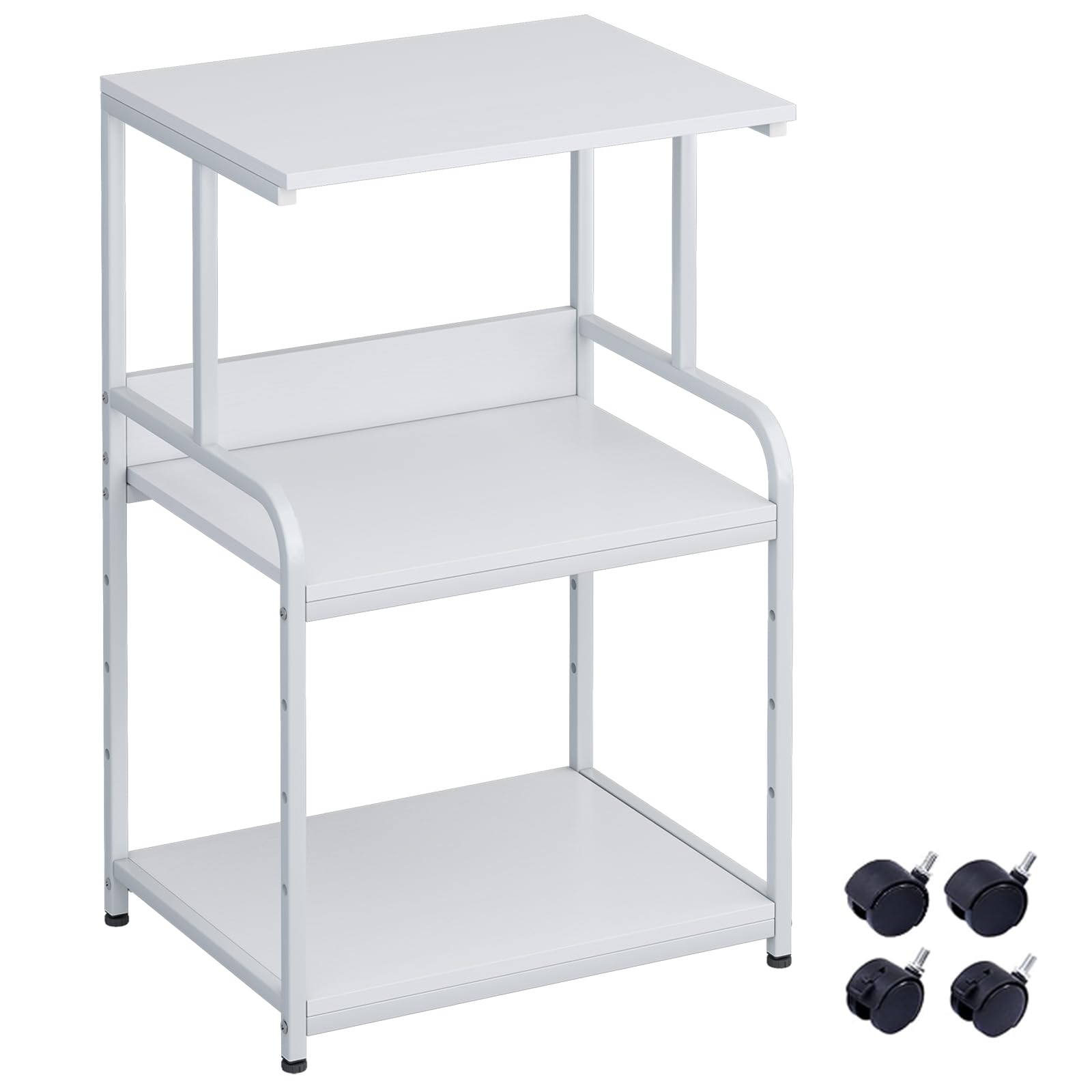 Printer Stand Table Shelf with Storage,3d Printer Shelf Organizer With Shelf and Wheels,3 Tier Multi-Purpose Rolling Cart for Folders,Books,for Fax Machine, Scanner,Home Office,Desk,Rustic Brown