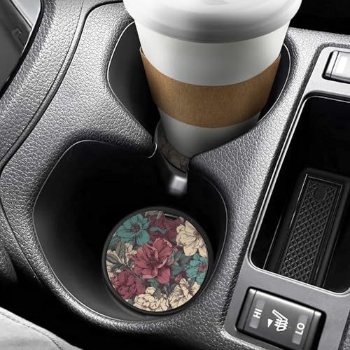 Posavasos para autos flores románticas 2 pzas miniatura 6
