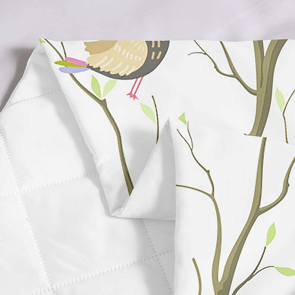 Surwin Couvre Lit Matelassé pour 1 ou 2 Personnes, Dessus de Lit Imprimé Oiseau Floral Printanier 3D Couverture de lit en Microfiber Doux Jeté de Lit Printemps Été (Bourgeon Branche,180x220cm