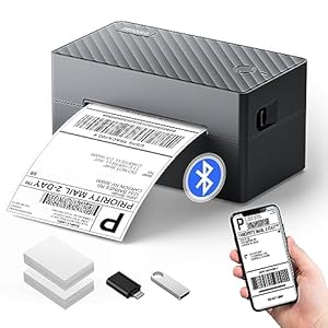 Label Printer, 4×6 Shipping Label Thermal Printer for Packages, Bluetooth Conection and Compatible with Android. iPhone.Windows, Mac, Chromebook, Amazon, Ebay, UPS.USPS, FedEx, Shopify