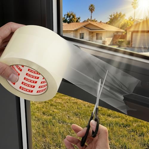 SWRT 3”x 30 YD 8 Mil Heavy Duty Transparent Window Weather Sealing Tape, No Residue Window Insulation for Winter, Preventing Cold Air Loss in Summer Door and Window Seal Kit