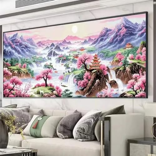 Art du diamant grand format arbre rose aux strass de cristal