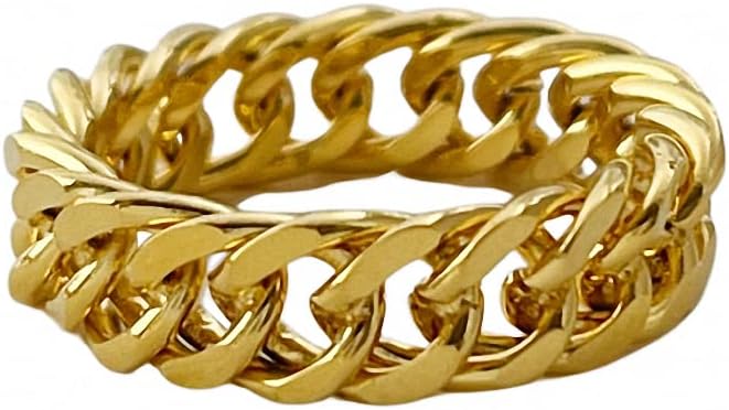 Jana Winkle6mm Minimalist 18K Gold Stainless Steel Rings Women Link Chain Ring Finger Rings