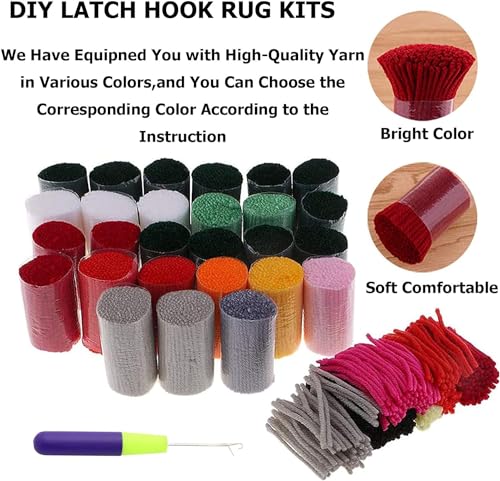 Image of YOOLOOKY Latch Hook Kits for Adults /Beginners Printed Canvas Embroidery Tapestry Handmade Round Rug Home Sofa Decoration 20 X 20inch (Owl)
