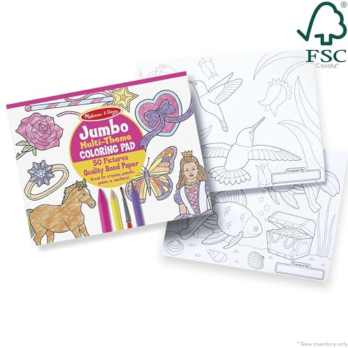 Melissa & Doug Jumbo 50-Page Kids' Coloring Pad - Horses, Hearts, Flowers, and More - FSC Certified - image 3