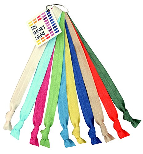 Spring/Summer No Crease Elastic Headband Hair Ties by THIS SEASON'S COLORS; 5/8" Wide, Soft Stretch, Adjustable size: Sports, Casual, Yoga; Set of 10 Fashionable Colors (Bold Spring)