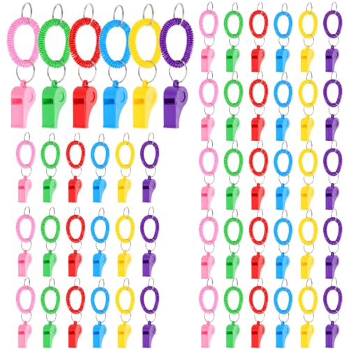 Set de 54 silbatos deportivos con pulsera en 6 colores