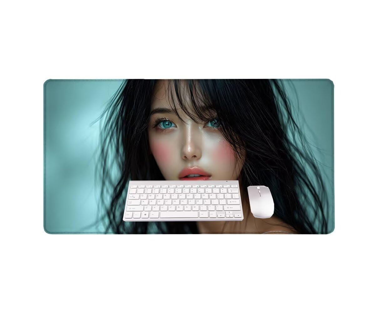 Jugendliche Schönheit Mauspad XXL 1500x800x3 MM Groß Gaming Mauspad Design Vernähte Kanten, Wetterfest Anti Rutsch Mousepad PC Laptop verbessert Präzision und Geschwindigkeit für Home Office W-883