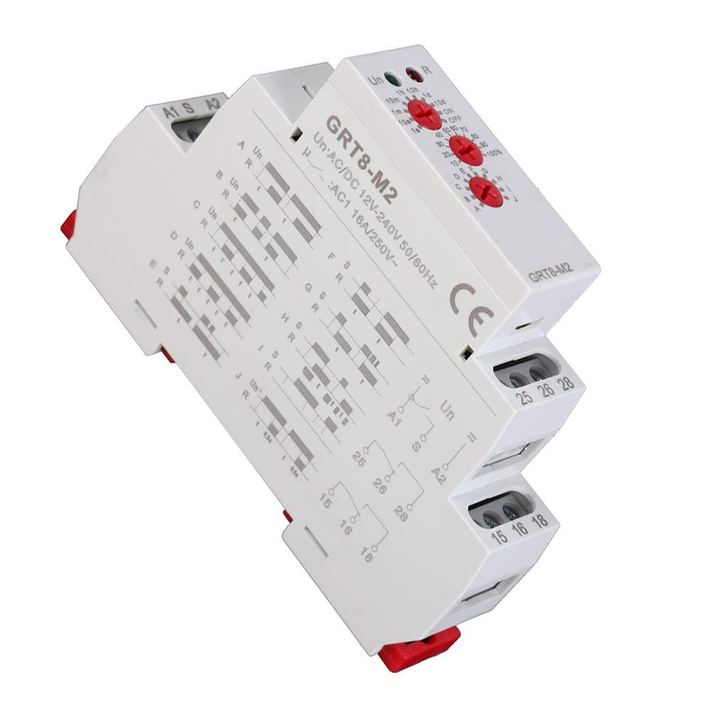 Relé de Tiempo Multifuncional, 2 uds., con 10 Modos de Retardo, Ajuste de Amplio Rango, Montaje en Carril DIN, CA, 12V-240V