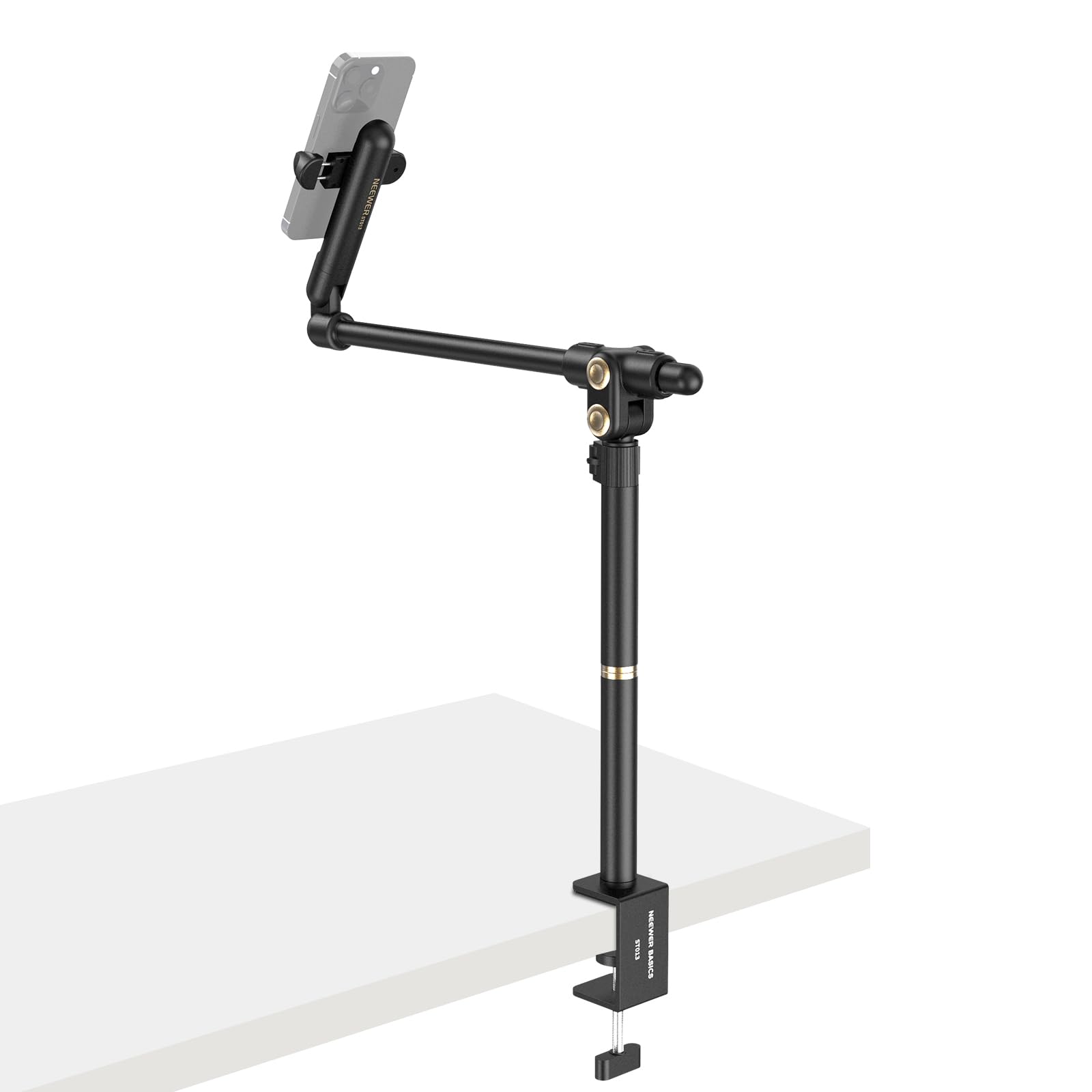 NEEWER BASICS Overhead Phone Mount Holder Stand, Metal Desk Tripod Camera Rig Compatible with iPhone Android Samsung for Cooking Makeup Drawing Vlogging Live Streaming Filming Video Recording, ST013