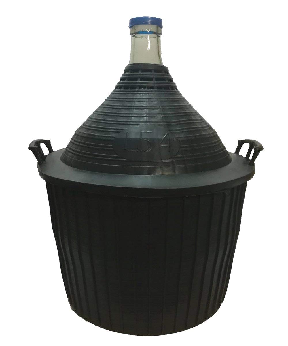 Damigiana Litri 54 con Cesto plastica Completa di Tappo