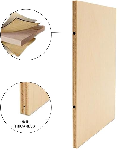 Miniatura 4 de Consmos Madera contrachapada de abedul báltico de 0.236in, 14 x 10 x 10 pulgadas, paquete de 3 hojas de abedul báltico de grado BBB, perfectas para