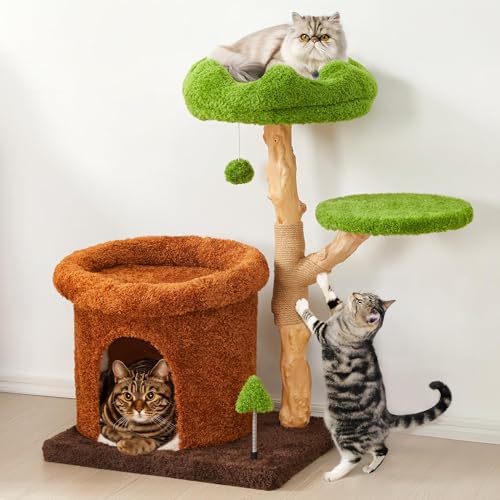 Torre para Gatos de Madera con Rascadores y Camita miniatura 1