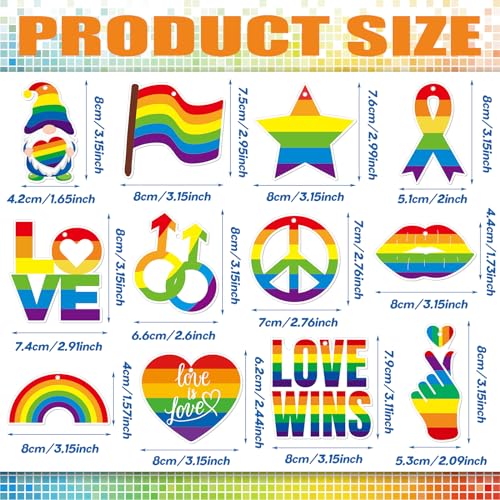 Image of 24 Pcs LGBT Rainbow Air Freshener for Men Women Car Lesbian Gay Pride Day Hanging Air Fresheners Scented Rainbow Incense Chips for Automotive Interior Accessories Gifts Decoration Ornaments
