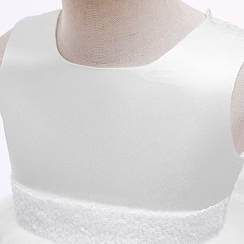 Lzh Girl's Ruffle Lace Backless Headwear,Bowknot Flower Pageant Party Wedding Christmas Dress, A-White, 6-12 Months #TOP4