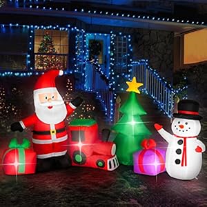 GiziGizi 9.2FT Christmas Inflatables Outdoor Decorations with Snowman Santa Claus Christmas Tree Gift Boxes, Built-in…