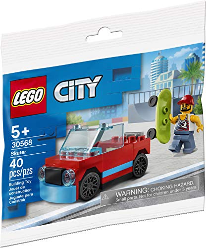 Image of LEGO City Skater 30568 Minifigure with Skateboard and Car