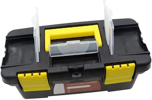 Miniatura 6 de Hajimia Caja de herramientas de 10 pulgadas, caja de herramientas de 2 capas, 2 capas de herramienta de almacenamiento de pecho con compartimento