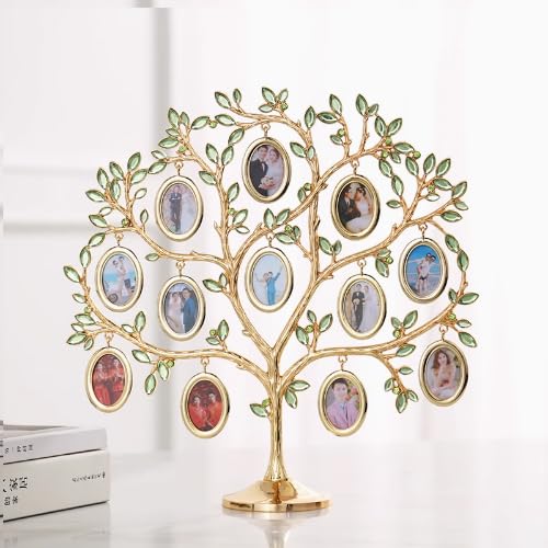 CustomizeFactory Custom Tree Bilderrahmen Familienstammbaum/Genealogie Bilderrahmen mit Fotos Wanddekorationen Tischdekorationen Jubiläum/Familie Geschenke (Ellipse-12 Foto)