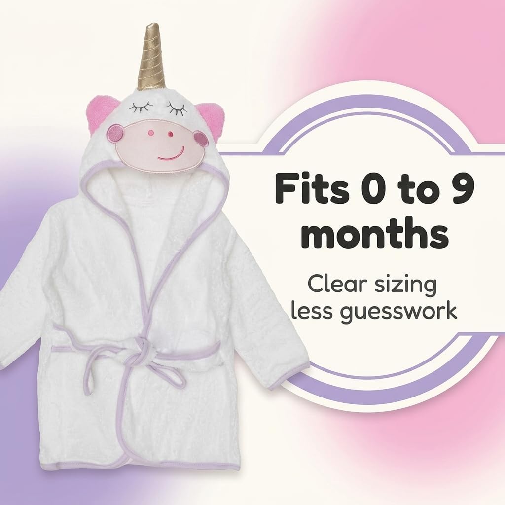 Unisex Grey Baby Fleece Robe with Hood for Boys and Girls Ages 0-9 Months by Everyday Kids