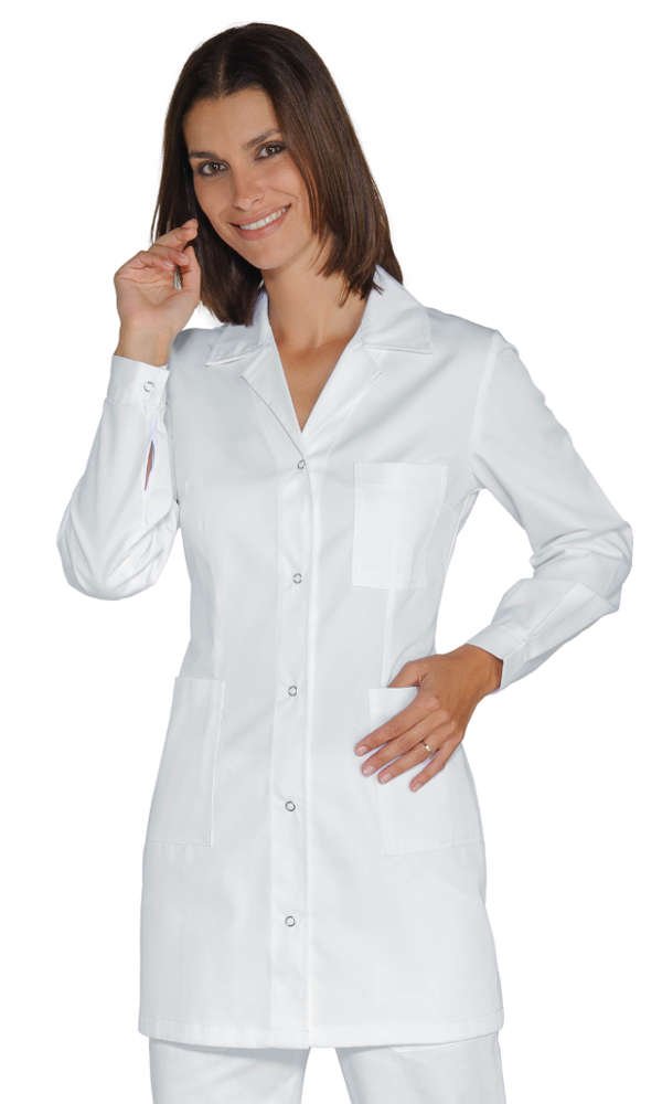Isacco - Chaqueta Marbella blanca, L, 100% algodón, manga larga, botones a presión