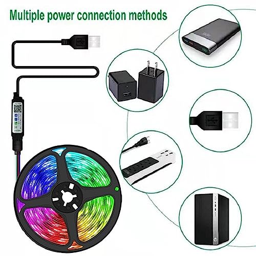 Tira LED 17ft RGB multicolor con control USB miniatura 7