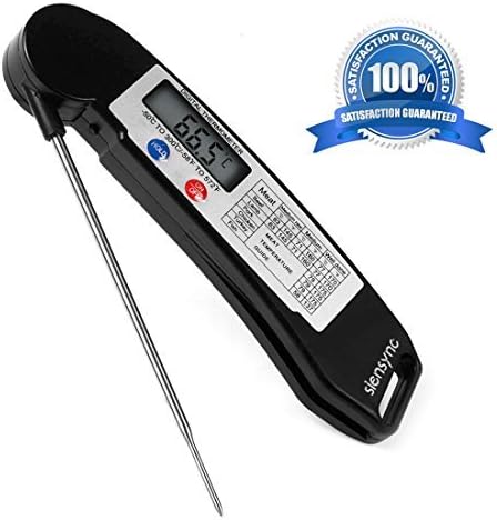 Digital Meat Food Thermometer - Siensync Super Fast Instant Read Cooking Thermometer with Collapsible Internal Probe, Electronic Thermometer for Barbecue/Grill/Milk/Candy/Bath Water