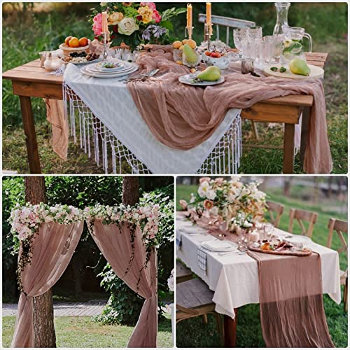 15 Pack Cheesecloth Table Runner 10Ft Gauze Cheese Cloth 35X120 Inch Boho Table Runner Holiday Table Runner Table Cover For Wedding Birthday Party Bridal Shower Reception Table Décor (Dusty Blush) #TOP4