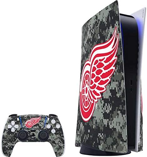 Skinit Decal Gaming Skin Compatible with PS5 Bundle - Officially Licensed NHL Detroit Red Wings Jersey Design