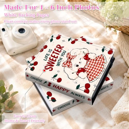 Image of Photo Album 4x6 120 Pockets Cherry Puppy Gingham
