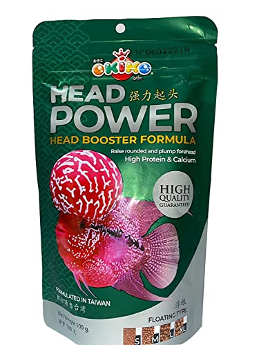 Image of COLOURFUL AQUARIUM Okiko Flower Horn Fish Food|Head Booster Formula|Fast Color Enhancer Astaxanthin Plus (Head Power + Black Pearl + Red Diamond - Each 100 G),All Life Stages,Powder