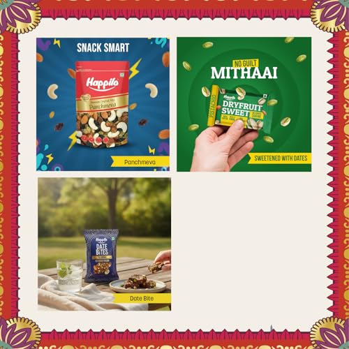 Image of Happilo Premium Diwali Gift Pack with 7 Inclusions | Dry fruit Sweet, Date Delight, Almond, Cashew, Raisin,Panchmeva, Party Snack, Dry Fruits ROBIN box (Pack of 5)