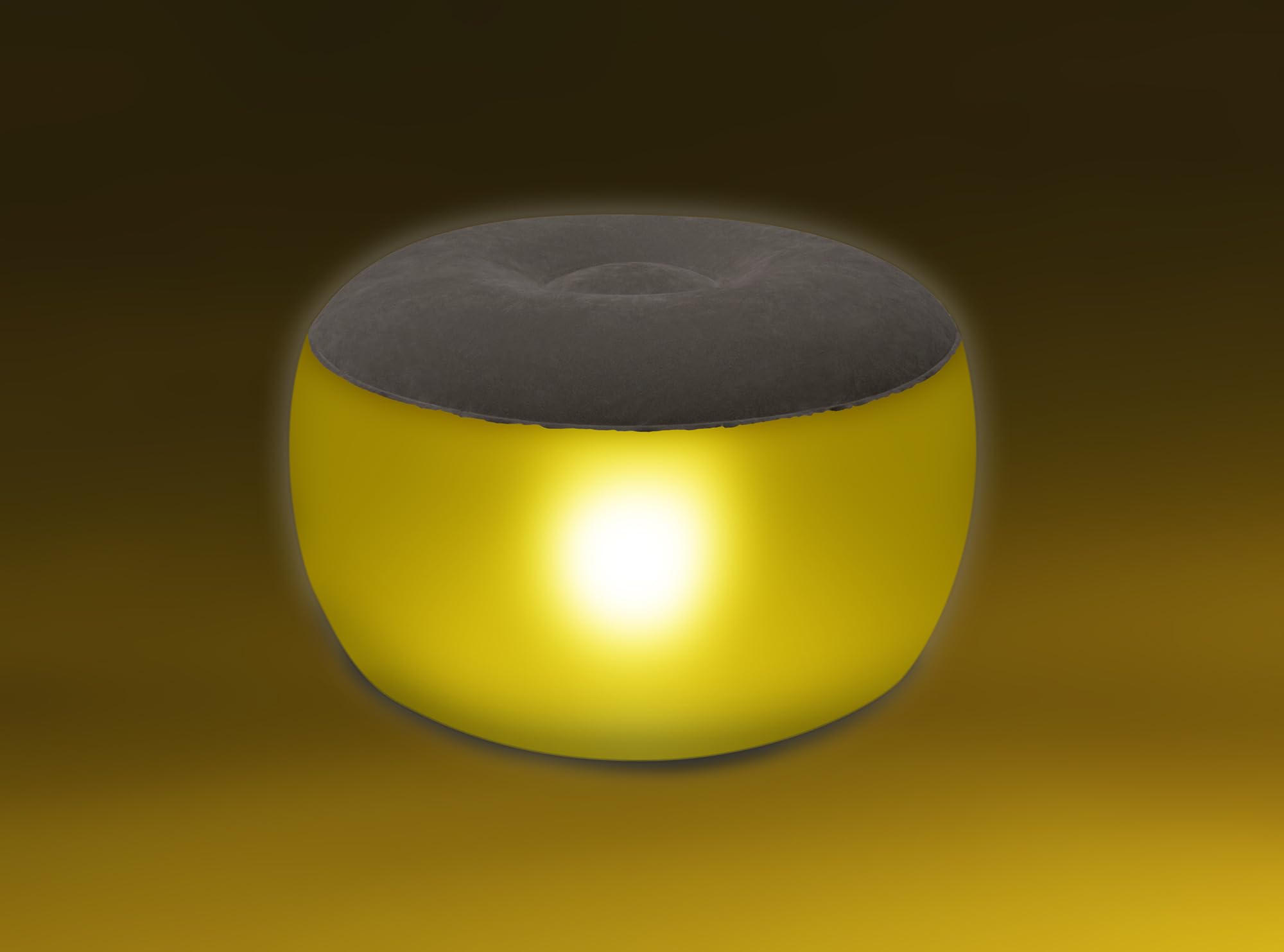 SCHWAIGER 660180 Tabouret LED Outdoor Pouf Loungemöbel Tabouret de Jardin Coussin de Sol Tabouret de Pied pour l'extérieur éclairé RGB Gonflable 55cm de diamètre