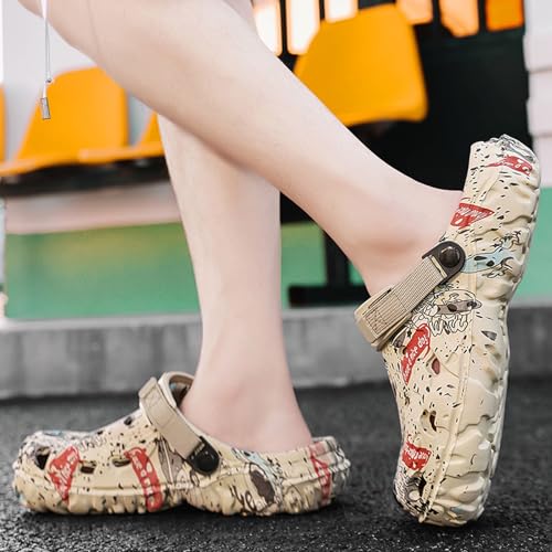 Image of SECHRITE Men's Clogs Athletic Sports Outdoor Slip-on Mules with Cushion Beach Non Slip Home Sandals with Adjustable Back Strap - River Edge