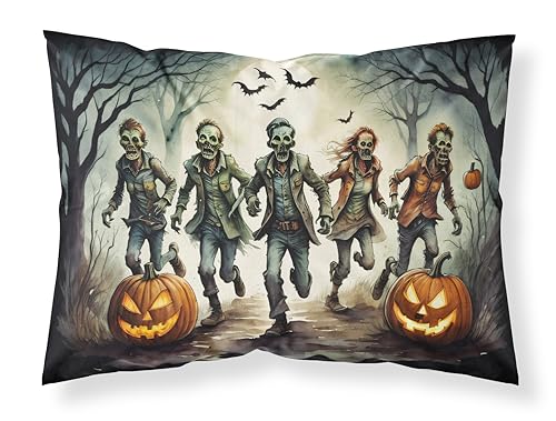 Caroline's Treasures DAC2288PILLOWCASE Zombies Spooky Halloween Fabric Standard Pillowcase Lightweight Super Soft Easy Care Decorative Artwork Pillowcase, Standard