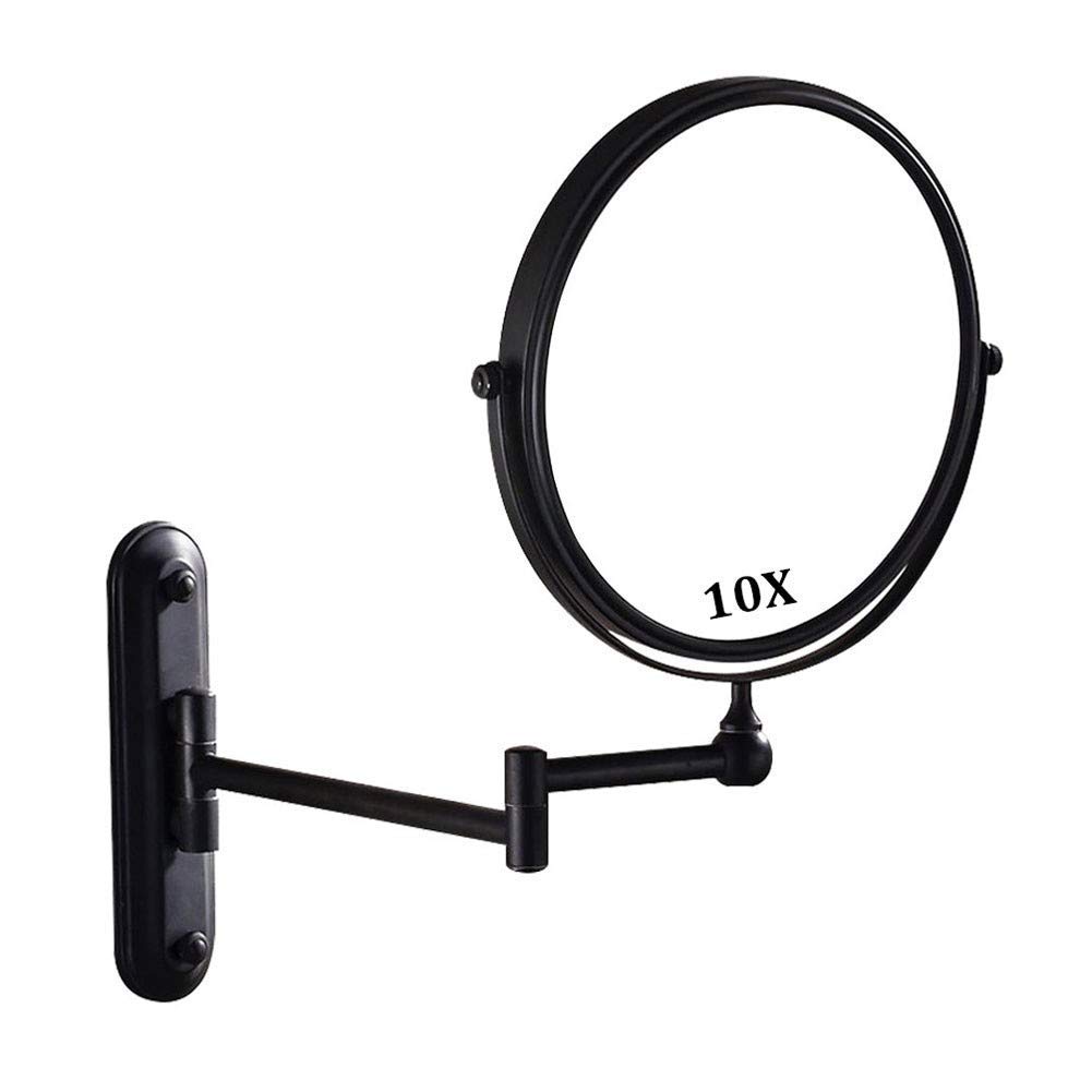 Miroir de maquillage grossissant 10X premium à contrôle tactile et design noir mat