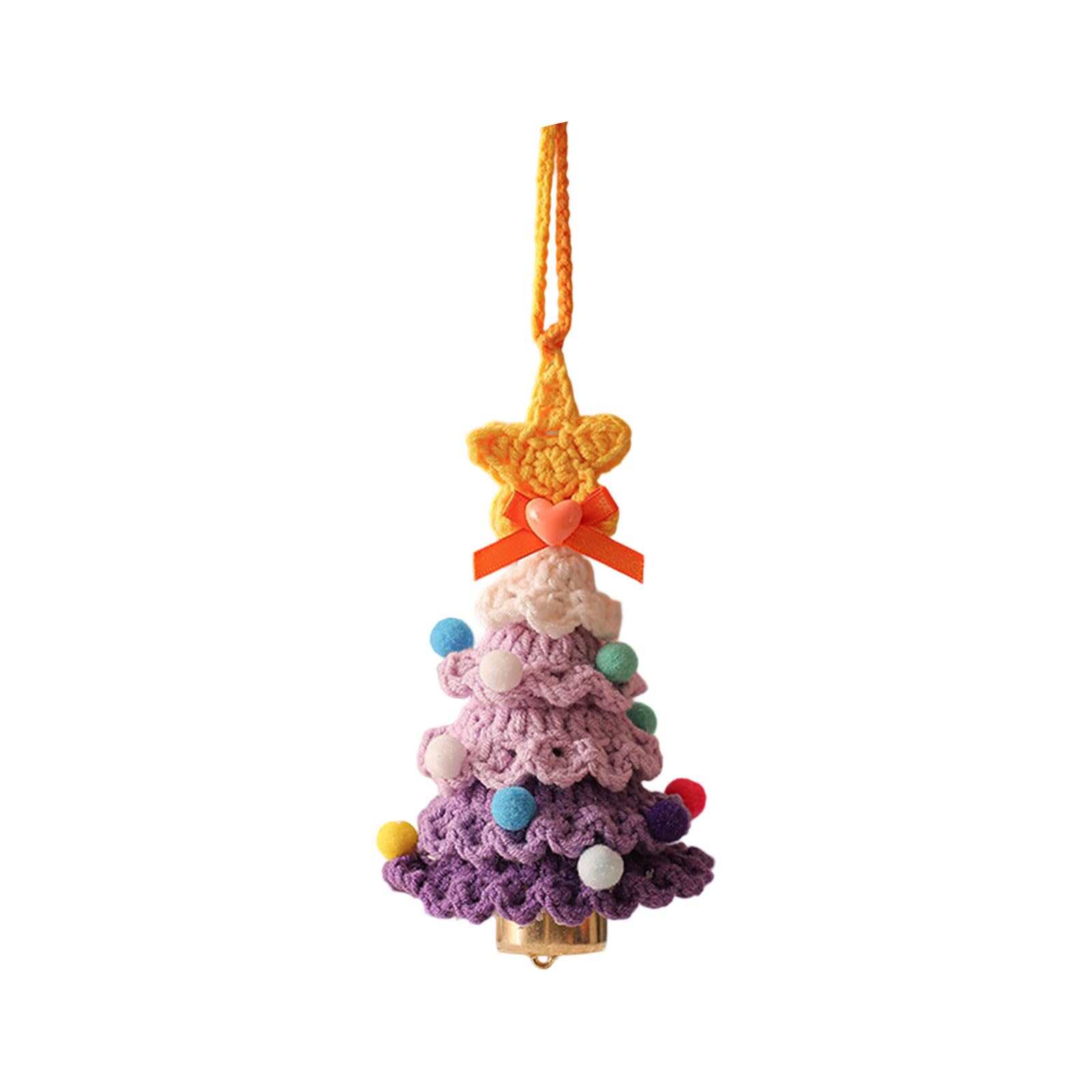 Creative Crochet Christmas Tree Ornament with Bells Soft Materials Hanging Decoration Knitted Accent Easy Hanging Plush Holiday Decoration