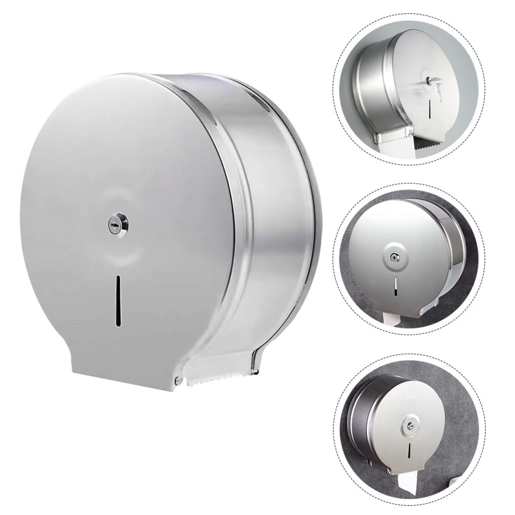 TOPBATHY Portapapeles Diseño Moderno y Redondo de Acero Inoxidable para Baño Montado en Pared Dispensador de Toallas de Papel para Rollos Grandes