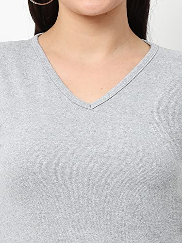 Image of Wafaa Women's Cotton Plain V Neck Full Sleeve T-Shirt