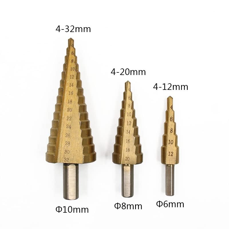 1/3 sztuk 4mm do 12mm 20mm 32mm HSS stalowe wiertła stopniowe zestaw narzędzi z chwytem sześciokątnym powlekane metalowe wiertła zestaw narzędzi do wycinania otworów 4-12/20/32mm (rozmiar: 1 szt. 4