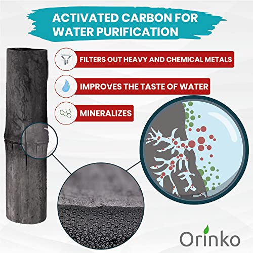 ORINKO® Charcoal Water Filter Sticks x6, Natural Takesumi Activated Carbon for Water Purification - Image 3