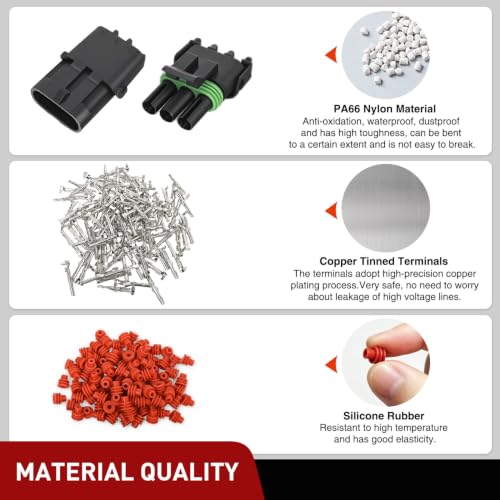 Image of Nilight 284PCS 1 2 3 4 Pin Waterproof Automotive Electrical Connector Kit | Quick Connect and Disconnect Male Female Pin 20-16AWG Terminal Wire Connectors for Car Truck Motorcycle Marine Boat - 26 Kits