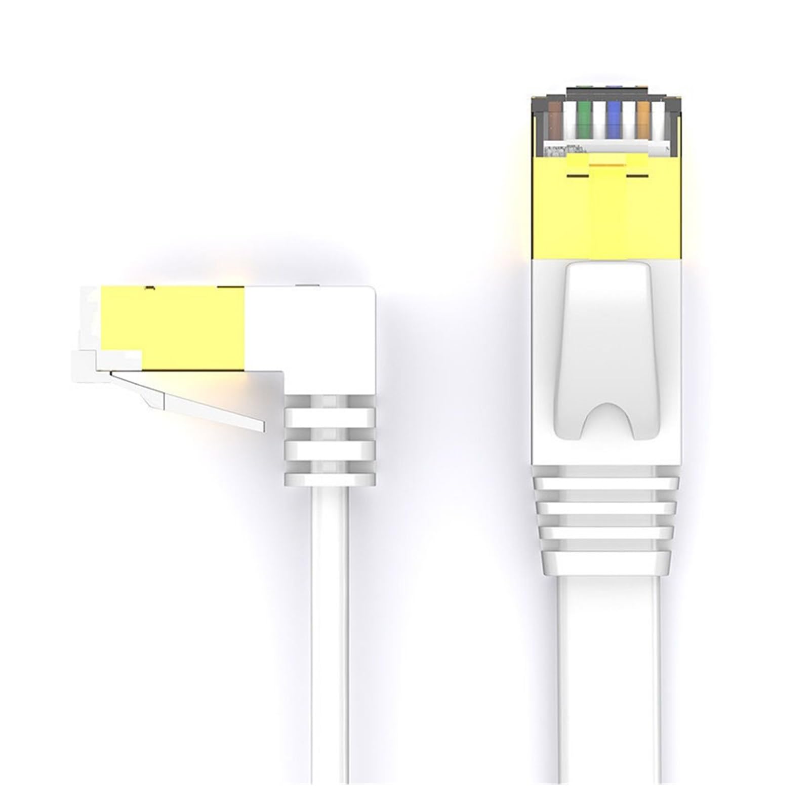Câble Ethernet CAT 7 Câble LAN RJ45 Cat7 100 cm 300 cm 500 cm 10 m Câble réseau plat RJ 45 Cordon de raccordement Câble à angle droit haut et bas à 90 degrés(ST-UP-WH,2m)