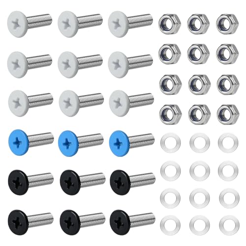 Set di 42 Viti per Targa Moto in Acciaio Inox, Rivetti Viti con Tappi di Fissaggio per Targa Auto Motocicletta Ciclomotore, Scooter(M5x16mm)