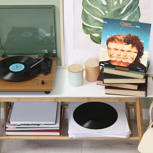 Heather & Willow Now Playing Vinyl Record Stand | Wooden Vinyl Record Holder Display | Wood Records Storage Stands for Albums & Turntables Gifts | Now Spinning Vinyl Accessories Rack