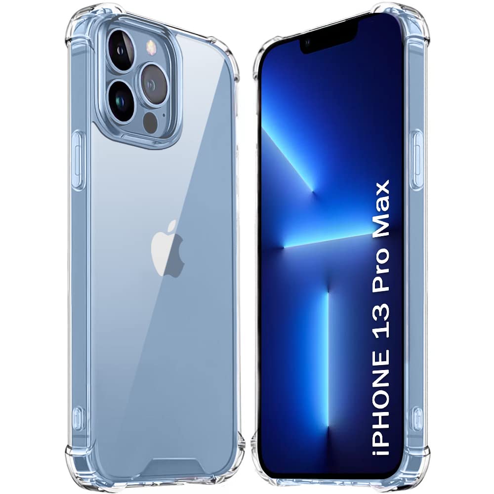 Ultra-Hybrid Crystal Clear Back Cover Case for iPhone 13 Pro MAX | Camera & Screen Protection Bumps | Shockproof Design | Hard Back Cover Case (PC & TPU | Transparent)