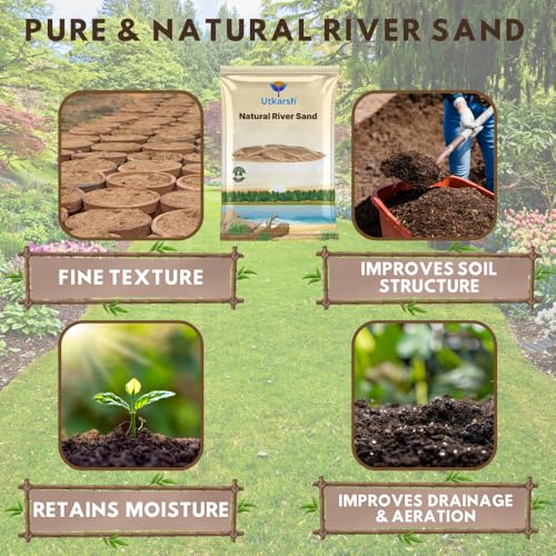 Image of Utkarsh Natural River Sand (Substrate Pure Organic Plants Soil Mix Additive, Plants Gardening | River Sand for Aquarium | for Cactus Succulent Bonsai| Home Decor) (5 Kg; Pack of 1)